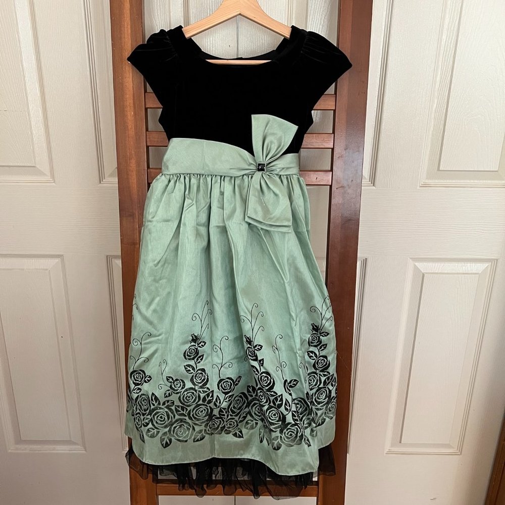 Jona Michelle black and sage party dress